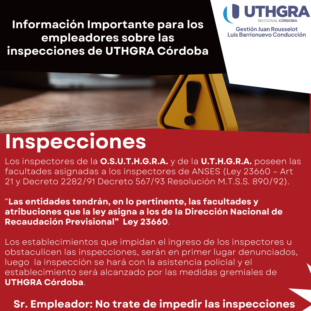 Inspecciones de UTHGRA Córdoba